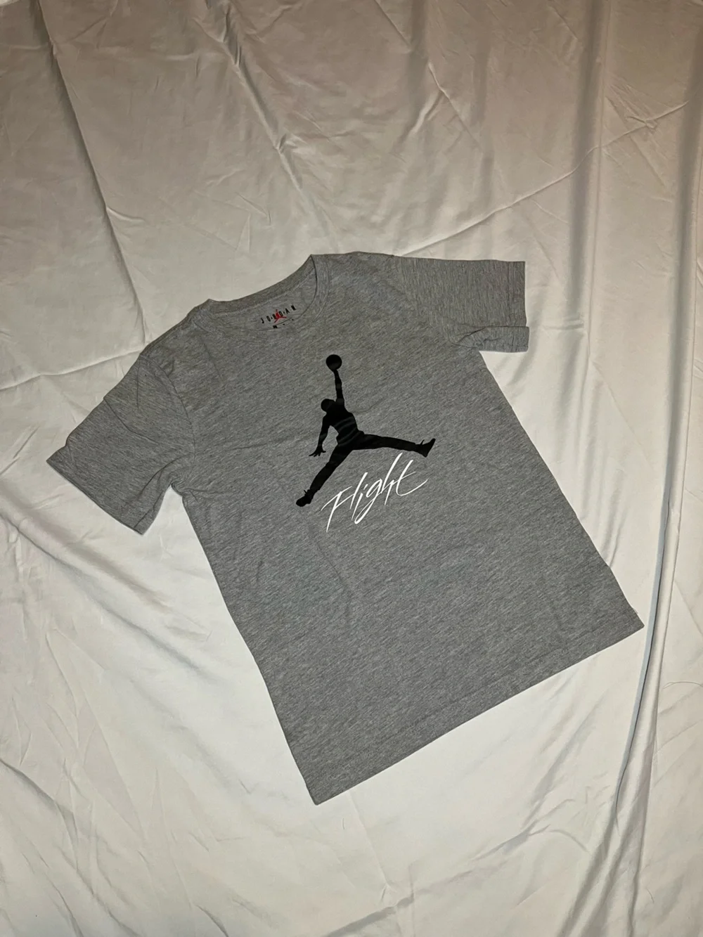 Jordan Grey Short Sleeve Tee with Black Jumpman Graphic